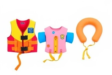 Comparison of baby water safety devices: life vest, puddle jumper, neck float