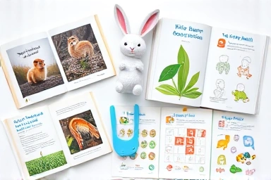 Contents of Blue Rabbit nature observation book set for children.