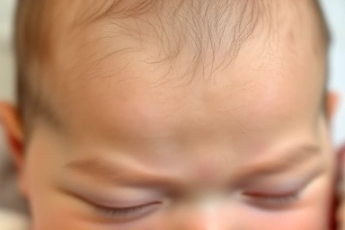 Serene baby forehead, symbol of health and comfort.
