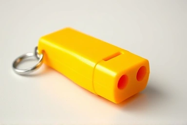 Bright child's emergency whistle for safety and preparedness.