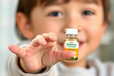 Child choosing a healthy ginseng supplement.