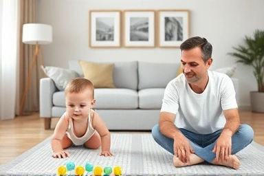 Play mat for noise reduction and child safety in a living room.
