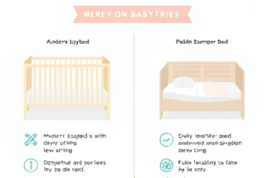 Infographic comparing daybed and bumper bed for baby safety and versatility.