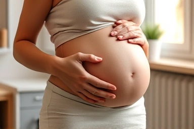 Pregnant woman in calm dental setting, symbolizing safe pregnancy care.