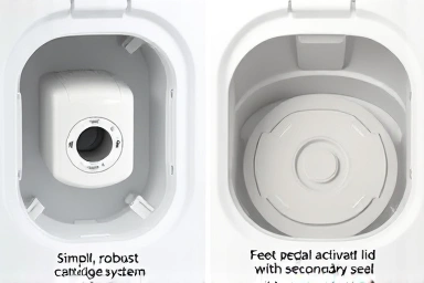 Internal mechanisms of diaper pails for odor control