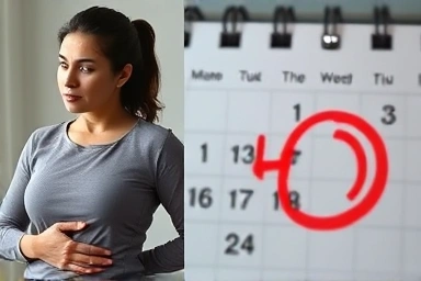 Woman contemplating early pregnancy or PMS symptoms