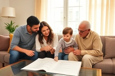Family reviewing home safety checklist