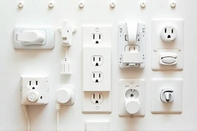 Variety of infant outlet safety covers for comparison