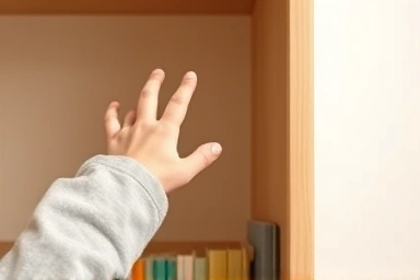 Rounded corner detail of safe child's bookshelf