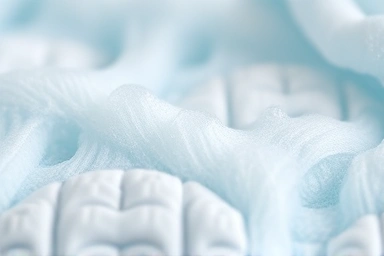 Macro view of absorbent diaper material with visible gel beads.