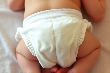 Newborn baby sleeping peacefully in a comfortable diaper.