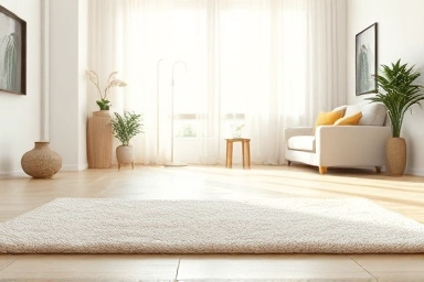 Thick floor mat in a peaceful living room.