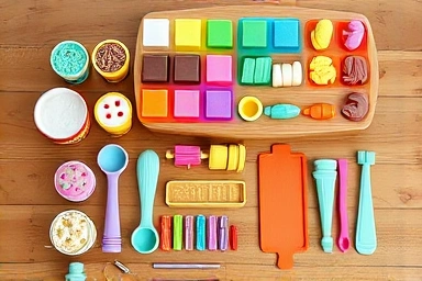 Play-Doh ice cream and noodle making set for creative play.
