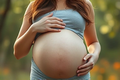 Pregnant woman enjoying safe beauty care
