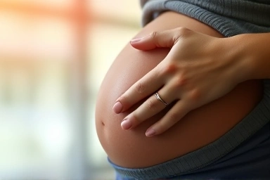 Pregnant belly with a sense of travel.