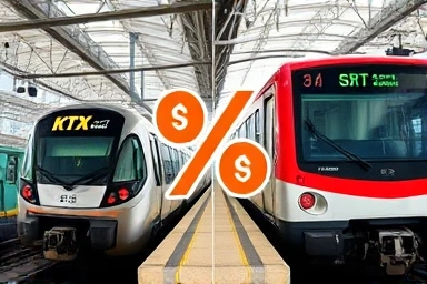KTX and SRT trains symbolizing travel discounts and savings.