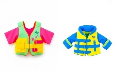 Comparison of infant puddle jumper and arm float jacket designs.