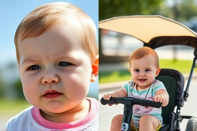 Baby's comfort under stroller tricycle sunshade compared to direct sun.