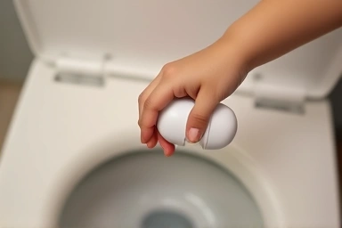 Close-up of childproof toilet lock mechanism