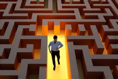 Symbolic maze leading to success in civil service exam.