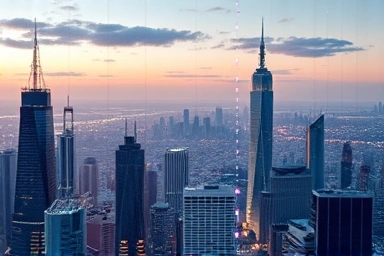 Futuristic cityscape symbolizing AI era career opportunities.