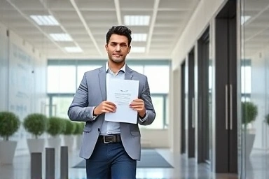 Young professional entering construction company with architectural engineer certificate.