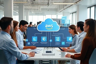 IT professionals collaborating on AWS cloud architecture.