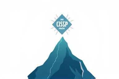 Climbing a peak to achieve CISSP certification emblem