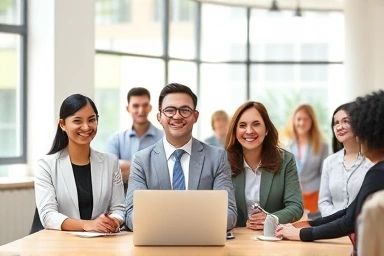 Civil servants enjoying flexible work arrangements and increased productivity.