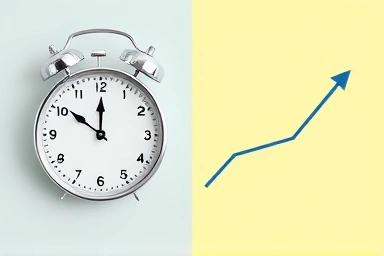 Symbolic representation of flexible work hours and productivity gains.