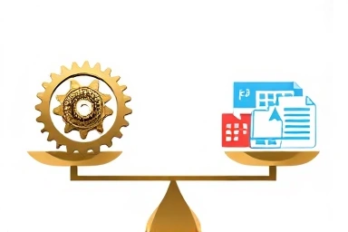 Balanced scale comparing advanced computer skills vs broad office automation.