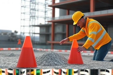 Construction site inspecting concrete quality control