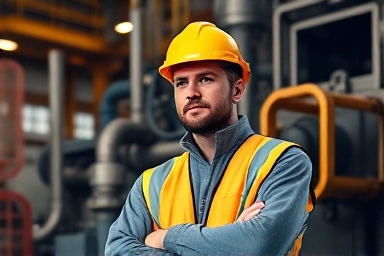 Expert engineer ensuring safety in industrial setting.