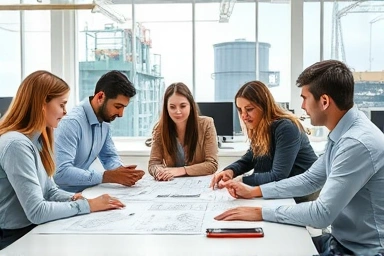 Team planning and safety protocols in industrial sector.