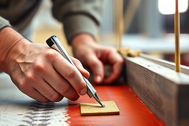 Close-up of skilled hands performing construction painting or waterproofing.