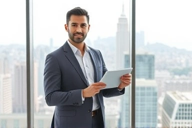 Financial analyst achieving career success and high salary.