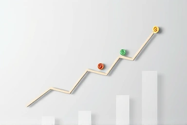 Symbolic representation of financial career growth and salary increase.
