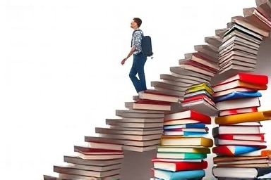 Symbolic climb to success in competitive job market.