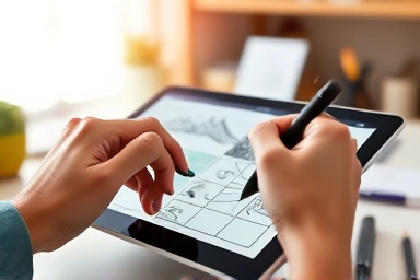 Digital illustration skills, graphic design tools, professional workspace, creative achievement