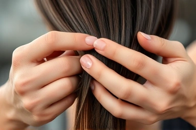 Close-up of skilled hands styling hair