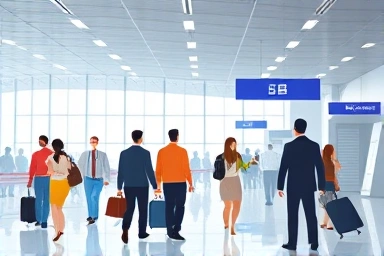 Modern airport customs officer efficiency and global travel