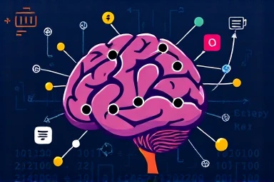 Brain and code symbols representing logical thinking