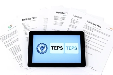 English proficiency test logos and official documents.