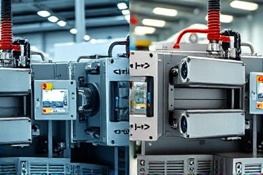 Plastic injection molding vs. sheet metal stamping processes.