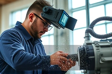 Engineer using advanced non-destructive testing equipment.