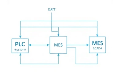 Diagram showing interconnected smart factory automation systems.