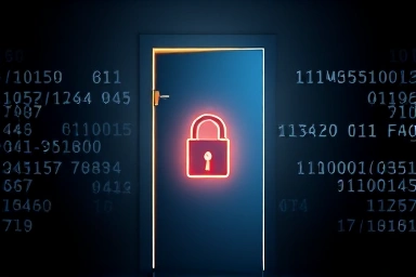 Abstract key unlocking digital code for career advancement