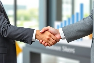 Professional handshake symbolizing accounting career success and growth.