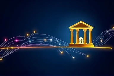 Bridge connecting technology innovation to financial institution for growth.