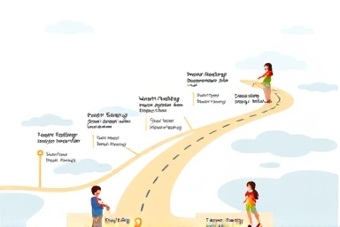 Visual roadmap for English learning progress and future success.